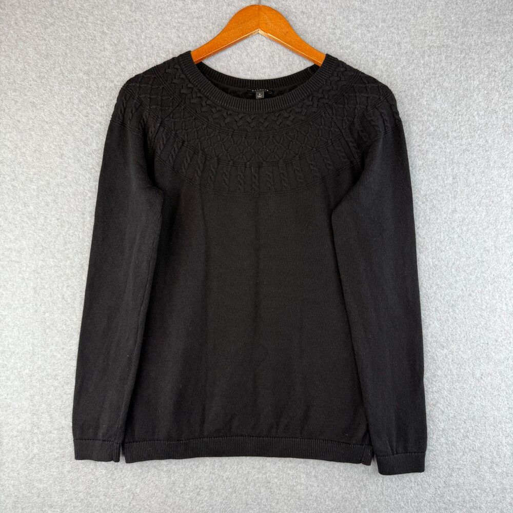 Talbot's Black Cashmere Blend Fair Isle Pull Over Crewneck Preppy Holiday Size S
